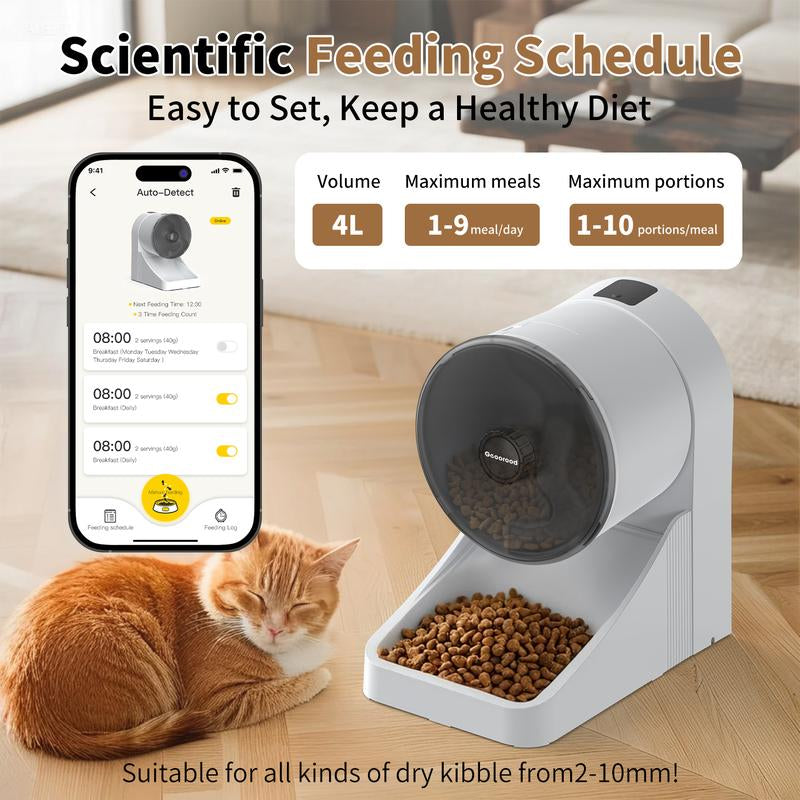 Tiktokshopblackfriday - Geoorood 4L Automatic Cat Feeder Smart Pet Food Dispenser for Cats & Small Pets Indoor Timed Dry Food Feeding 2.4/5G Connectivity ABS Material Sleek Design #Tiktokshopcybermonday